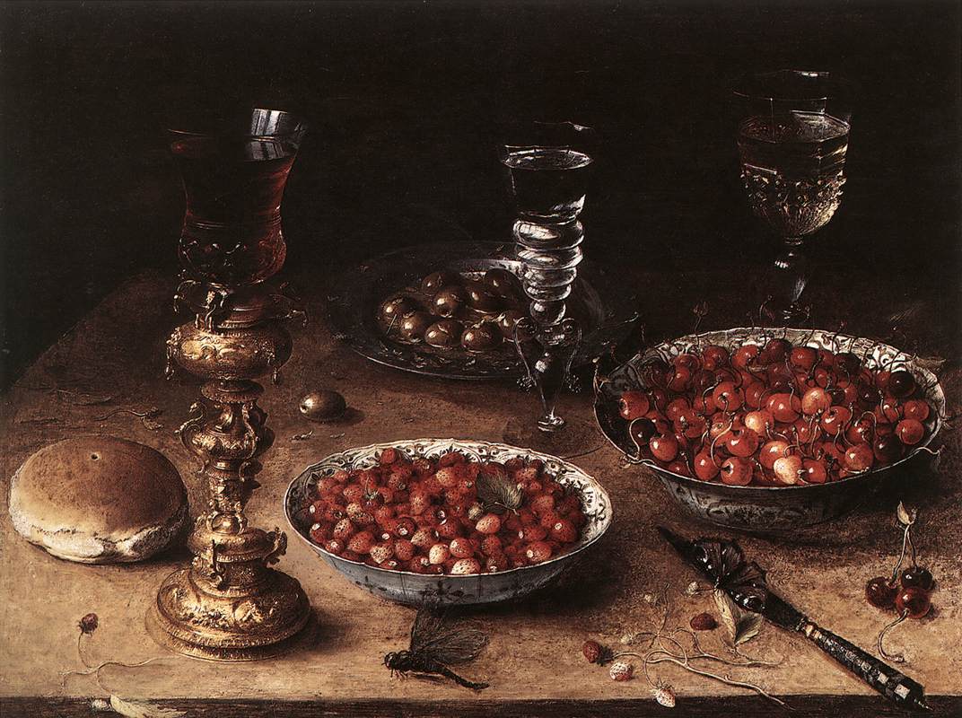 Still-Life with Cherries and Strawberries in China Bowls